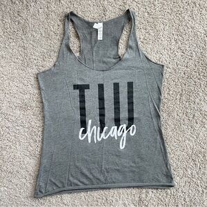 Tone It Up, TIU Chicago, Retro Gray Racerback Tank Top, Small (XS-S) Sleeveless